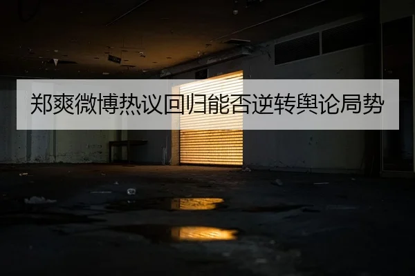 郑爽微博热议回归能否逆转舆论局势